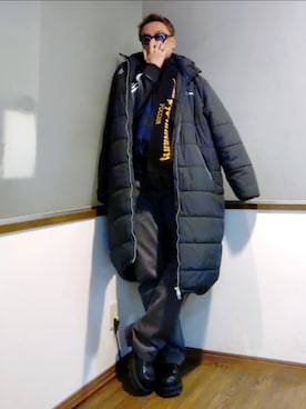 「アイテム（ジャージ）」を使った、P３さん（メンズ・178cm）の冬コーディネート