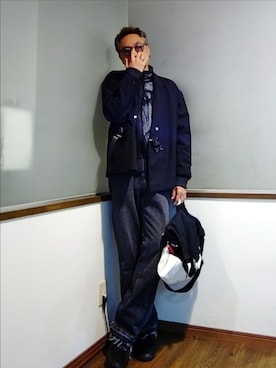 「アイテム（ジャージ）」を使った、P３さん（メンズ・178cm）の秋コーディネート