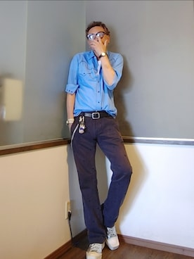 「アイテム（トップス）」を使った、P３さん（メンズ・178cm）の夏コーディネート
