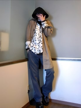 「アイテム（トレンチコート）」を使った、P３さん（メンズ・178cm）の秋コーディネート