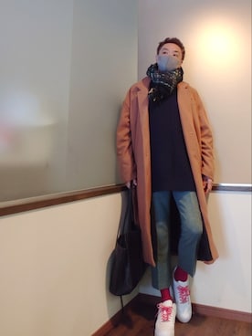 「And A（アンドエー）のアイテム（バッグ）」を使った、P３さん（メンズ・178cm）の冬コーディネート