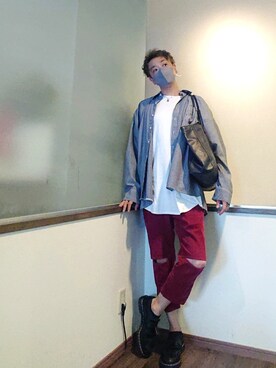 「アイテム（ピアス（片耳用）、ホワイト系）」を使った、P３さん（メンズ・178cm）の夏コーディネート