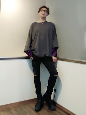 「Yohji Yamamoto（ヨウジヤマモト）のアイテム（スニーカー）」を使った、P３さん（メンズ・178cm）の夏コーディネート