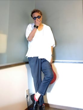 「AMBUSH（アンブッシュ）のアイテム」を使った、P３さん（メンズ・178cm）の夏コーディネート