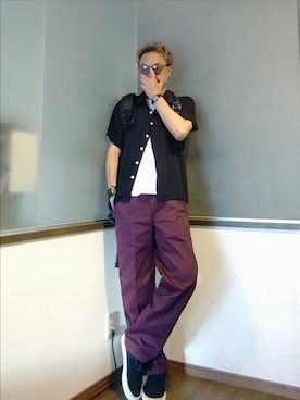 「Saturdays NYC（サタデーズ ニューヨークシティ ）のSNYC x Dickies PIPING&SIDE TAPE（チノパンツ）」を使った、P３さん（メンズ・178cm）の夏コーディネート