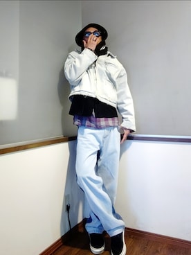 「アイテム（ネックウォーマー/スヌード）」を使った、P３さん（メンズ・178cm）の秋コーディネート