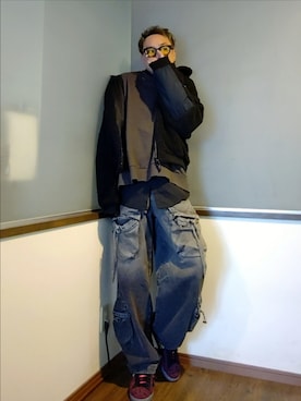 「アイテム（ファッション雑貨）」を使った、P３さん（メンズ・178cm）の秋コーディネート