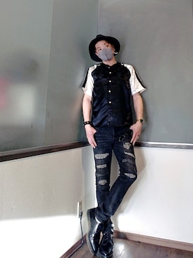 「アイテム（ピアス（片耳用）、ホワイト系）」を使った、P３さん（メンズ・178cm）の夏コーディネート