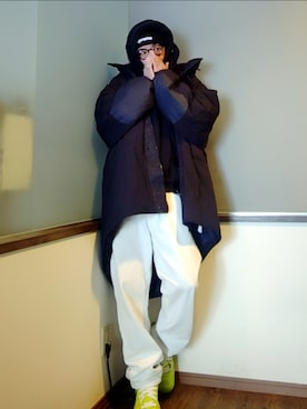 「アイテム（帽子）」を使った、P３さん（メンズ・178cm）の冬コーディネート