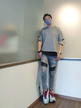 「夏のTシャツフェス」｜「アイテム（アクセサリー）」を使った、P３さん（メンズ・178cm）の夏コーディネート