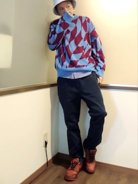 「アイテム（ピアス（片耳用）、ホワイト系）」を使った、P３さん（メンズ・178cm）の春コーディネート