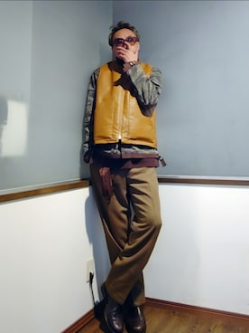 「アイテム（ミリタリージャケット）」を使った、P３さん（メンズ・178cm）の秋コーディネート