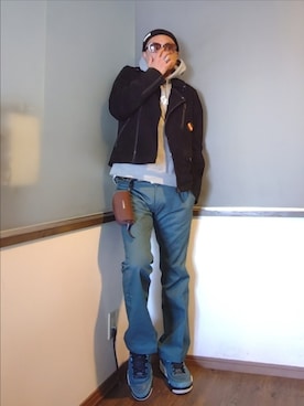 「アイテム（トップス）」を使った、P３さん（メンズ・178cm）の秋コーディネート