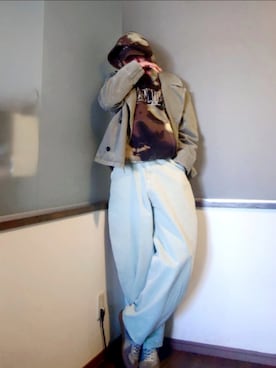 「アイテム（キャップ）」を使った、P３さん（メンズ・178cm）の春コーディネート