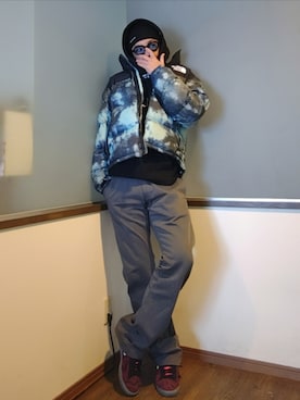 「アイテム（帽子）」を使った、P３さん（メンズ・178cm）の冬コーディネート