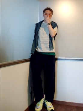 「MR.GENTLEMAN（ミスタージェントルマン）のアイテム（トップス）」を使った、P３さん（メンズ・178cm）の夏コーディネート