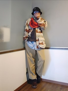 「アイテム（モカシン/デッキシューズ）」を使った、P３さん（メンズ・178cm）の秋コーディネート