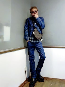 「A.P.C.（アーペーセー）のアイテム」を使った、P３さん（メンズ・178cm）の春コーディネート