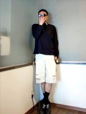 「ANGLO MANIA（アングロマニア）のアイテム（デニムパンツ、ホワイト系）」を使った、P３さん（メンズ・178cm）の夏コーディネート
