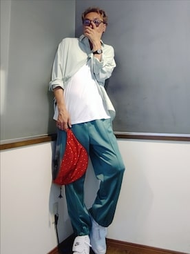 「Needles（ニードルス）のZipped Track Pant - Poly Smooth（その他パンツ）」を使った、P３さん（メンズ・178cm）の夏コーディネート