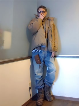 「アイテム（ブーツ）」を使った、P３さん（メンズ・178cm）の秋コーディネート