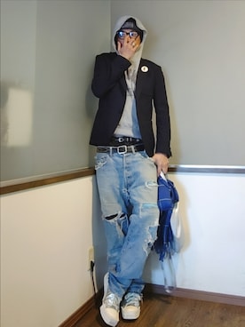 「アイテム（ニットキャップ/ビーニー）」を使った、P３さん（メンズ・178cm）の秋コーディネート