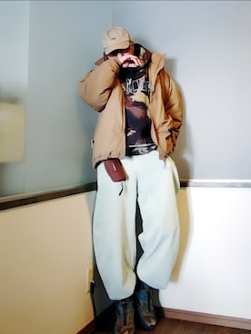 「NIKE」｜「アイテム（ジャケット/アウター）」を使った、P３さん（メンズ・178cm）の冬コーディネート