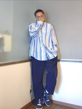 「アイテム（スニーカー）」を使った、P３さん（メンズ・178cm）の夏コーディネート
