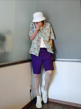 「ハーフパンツ」｜P３さん（メンズ・178cm）の夏コーディネート