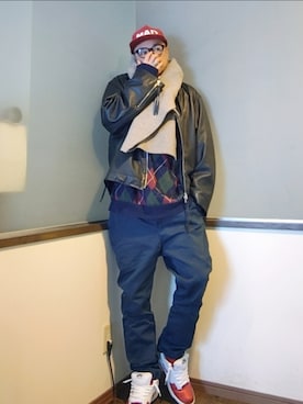 「Dickies（ディッキーズ）のアイテム」を使った、P３さん（メンズ・178cm）の冬コーディネート