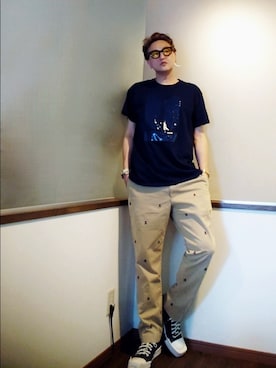 「アイテム（バングル/リストバンド、ホワイト系）」を使った、P３さん（メンズ・178cm）の夏コーディネート