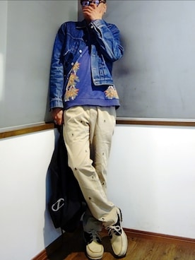 「アイテム（トップス）」を使った、P３さん（メンズ・178cm）の秋コーディネート