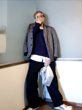 「UNDERCOVER（アンダーカバー）のアイテム（トップス）」を使った、P３さん（メンズ・178cm）の春コーディネート