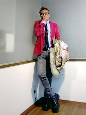 「アイテム（モッズコート）」を使った、P３さん（メンズ・178cm）の秋コーディネート