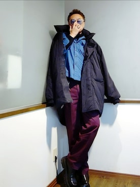 「アイテム（チノパンツ）」を使った、P３さん（メンズ・178cm）の冬コーディネート