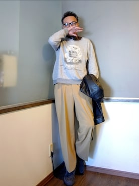 「アイテム（モカシン/デッキシューズ）」を使った、P３さん（メンズ・178cm）の秋コーディネート