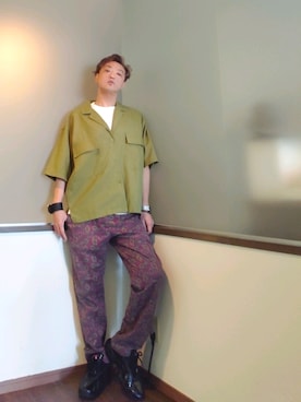 「アイテム（バングル/リストバンド）」を使った、P３さん（メンズ・178cm）の夏コーディネート