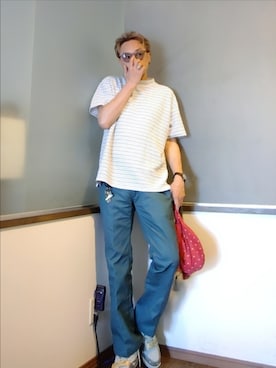 「LEGENDA（レジェンダ）のアイテム（トップス）」を使った、P３さん（メンズ・178cm）の夏コーディネート