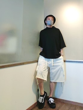 「アイテム（カーゴパンツ、イエロー系）」を使った、P３さん（メンズ・178cm）の夏コーディネート