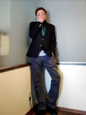 「アイテム（ジャージ）」を使った、P３さん（メンズ・178cm）の春コーディネート