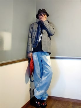 「アイテム（バッグ）」を使った、P３さん（メンズ・178cm）の秋コーディネート