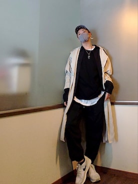 「シャツジャケット」｜「アイテム（トレンチコート）」を使った、P３さん（メンズ・178cm）の春コーディネート