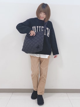 「ロゴニット」｜「アイテム（その他シューズ）」を使った、RA★SEさん（レディース・162cm）の秋コーディネート