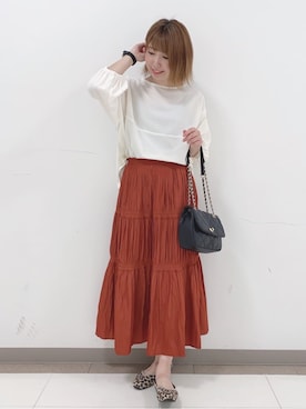 「SHOO・LA・RUE（シューラルー）の洗えてサラサラス クエアニットパンプス（パンプス、イエロー系）」を使った、RA★SEさん（レディース・162cm）の夏コーディネート