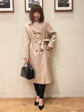「DRESKIP（ドレスキップ）のアイテム（トレンチコート）」を使った、RA★SEさん（レディース・162cm）の冬コーディネート