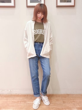 「USAコットン」｜「アイテム（スウェット）」を使った、RA★SEさん（レディース・162cm）の秋コーディネート