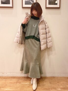 「レトロ」｜「アイテム（ダウンジャケット/コート）」を使った、RA★SEさん（レディース・162cm）の冬コーディネート