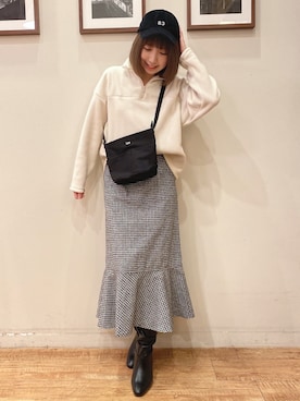 「DRESKIP（ドレスキップ）のアイテム（キャップ）」を使った、RA★SEさん（レディース・162cm）の冬コーディネート