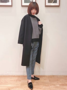 「アイテム（ノーカラーコート）」を使った、RA★SEさん（レディース・162cm・30代）の秋コーディネート