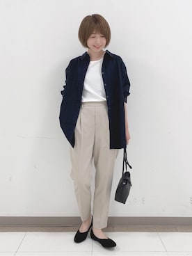 「SHOO・LA・RUE（シューラルー）の◆大人のための チェックシャツ（シャツ/ブラウス、グリーン系）」を使った、RA★SEさん（レディース・162cm）の秋コーディネート